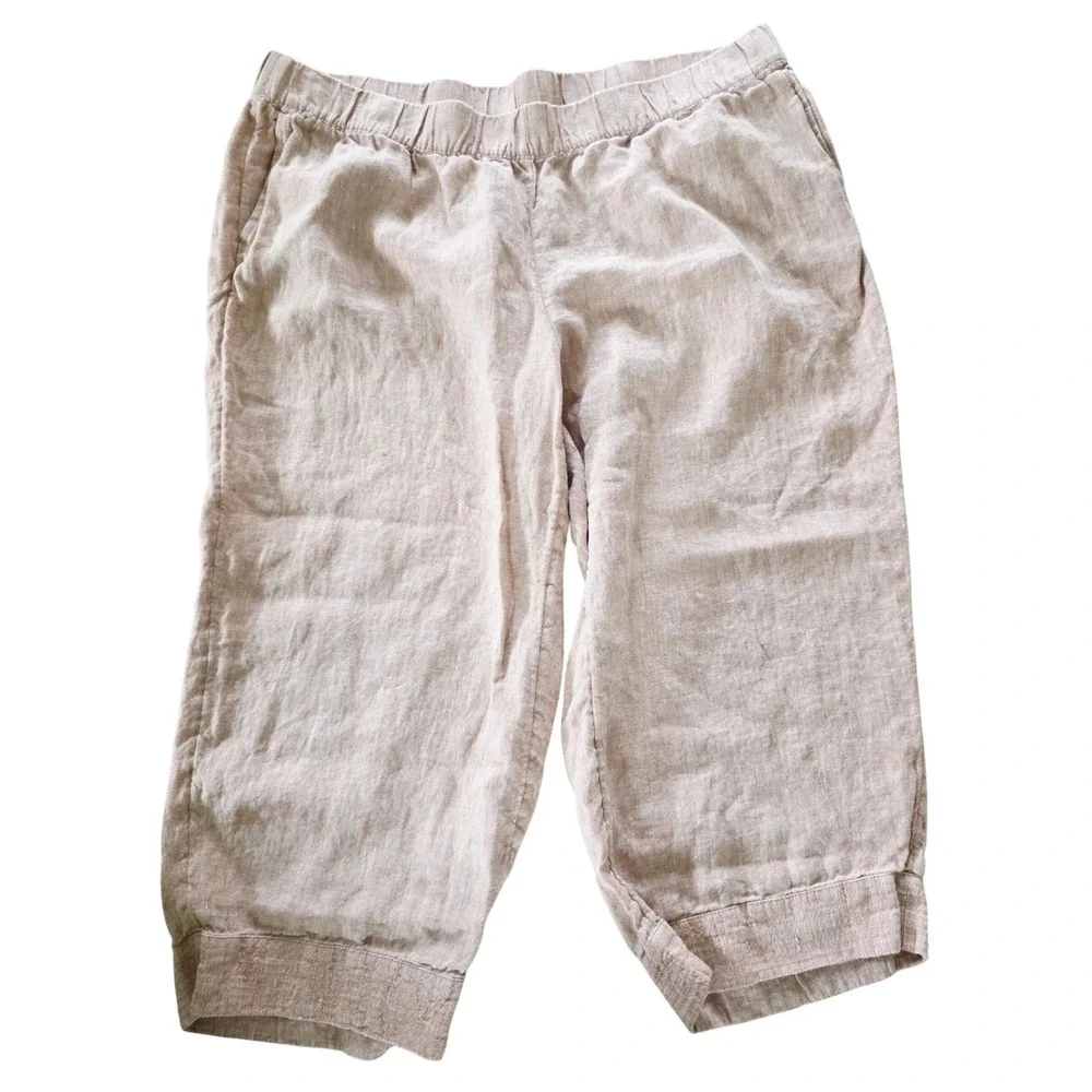 J. JILL Pure Jill Linen‎ Cropped Pants Womens 3X Elastic Waist Casual Pockets - Picture 5 of 10